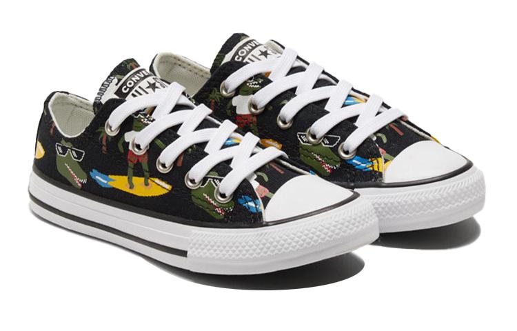 Converse Chuck Taylor All Star Canvas Abrasion Resistant Low Top Kids Canvas Shoes Black Green Yellow 671293C