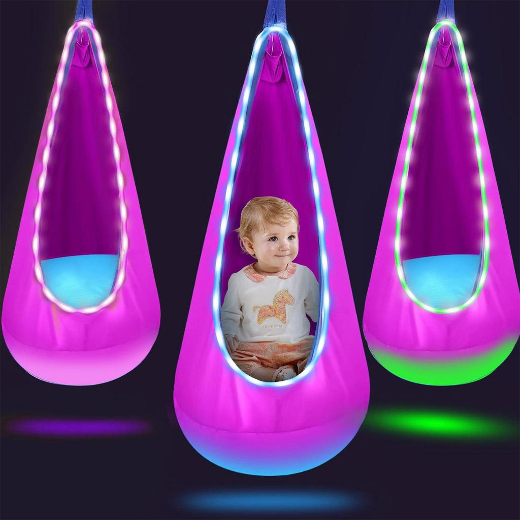 LED-Lit Portable Hanging Chair for Kids – Indoor/Outdoor Creative Nylon Swing
