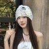 Spring and Summer New Korean Retro Elegant Thin Stacked Hat Three Dimensional Flower Hollow Knitted Hat Women's Niche Face Small