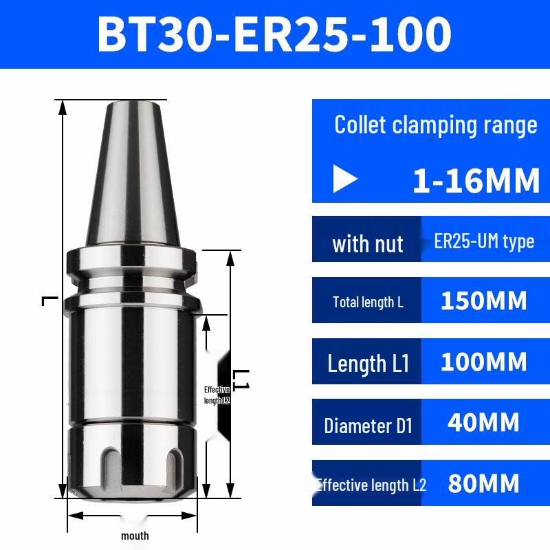 BT30 Serie CNC Werkzeughalter - Hohe Präzision ER11/16/20/25/32/40 für Bearbeitungszentren