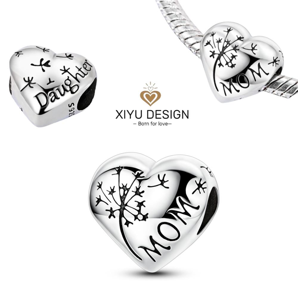 Heart Shaped Charms Copper Bead Family Friend Lover Mother'S Day Pets Sisters Fit Original Bangle Bracelets Diy Jewelry Gift