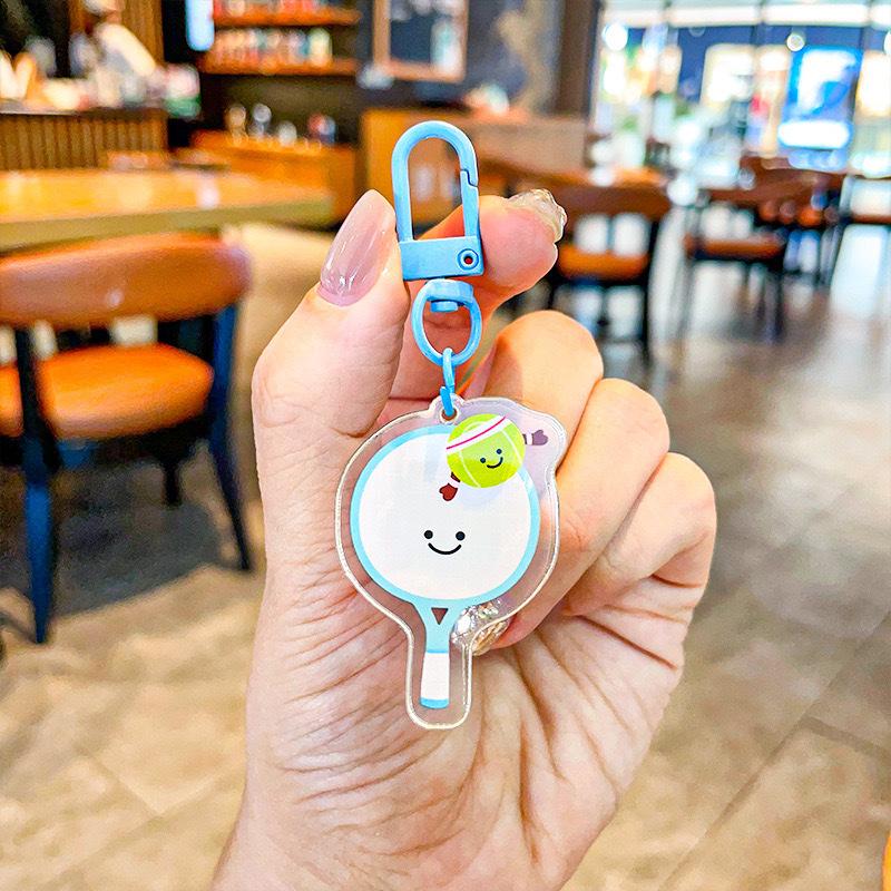 Cute Badminton Table Tennis Basketball Volleyball Football Football Keychain Earphone Schoolbag Pendant Tennis Gift