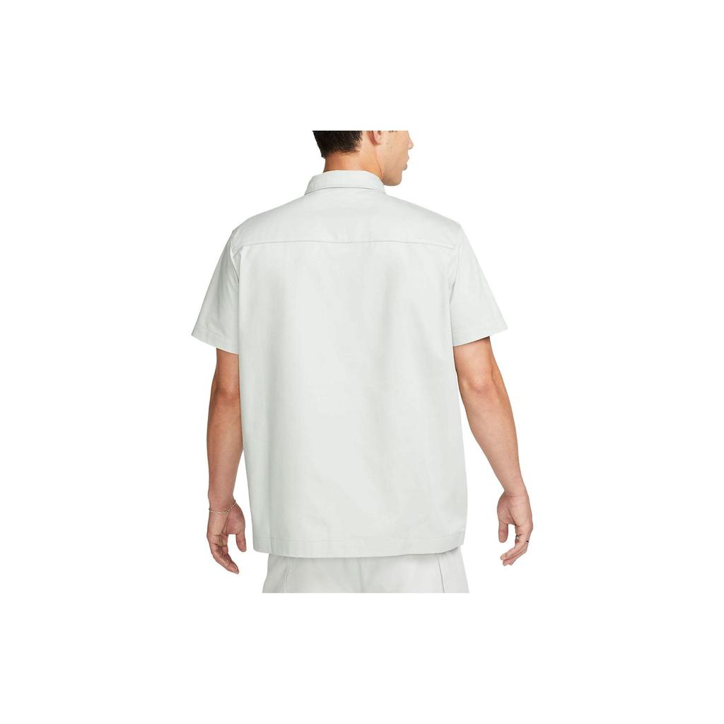 Nike Life Solid Woven Military Style Comfortable Short Sleeve Shirt Men Shirts Light-Silver DX3341-034