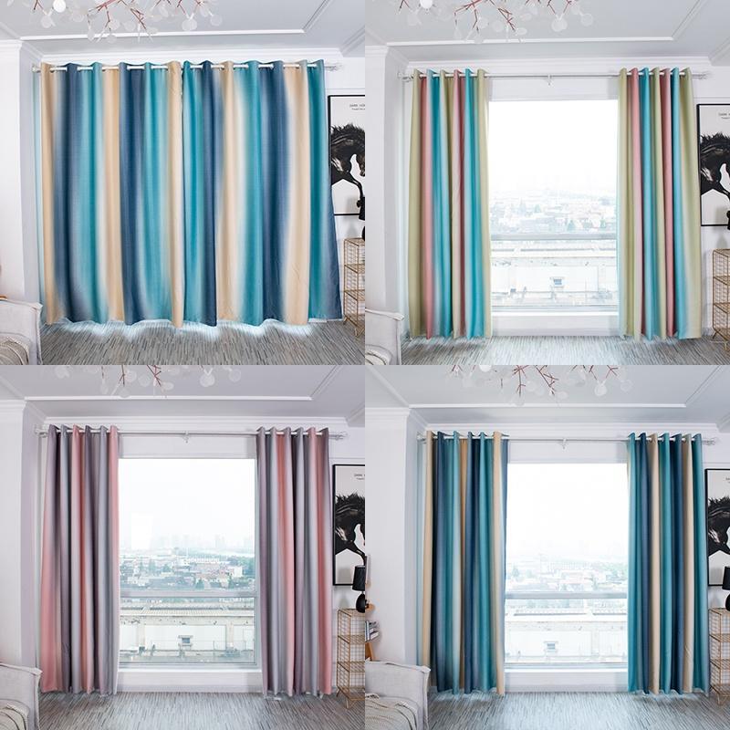 Thick Blackout Striped Curtains For Living Room Bedroom Gradient Curtain Drapes