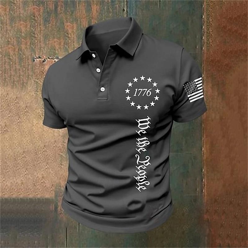 Men's US Flag 3D Print Patriotic 1776 Short Sleeve Polo Shirt Summer Shirt Summer Casual Outdoor Vacation Dailywear Men Clothing