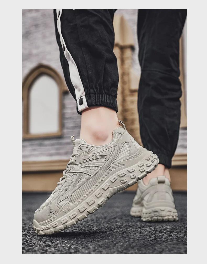 Men's Black Breathable Work Shoes - Summer Wear-Resistant Construction and Running Sneakers.