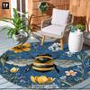 Crystal Velvet Carpet[1pc Bee&Flower Rug] Spring In The Air 1pc Crystal Velvet Round Carpet/Rug/Mat with Bee&Flower Pattern,