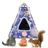 Small Pets Hammock Tent Hanging Bed Toy Detachable Washable for Sugar Glider Hamster Blue Flower Seasmall