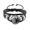 Pop Retro Rock Band Tokio Hotel Bill Kaulitz Band Black Rope Button Glass Cabochon Leather Bracelet Jewelry Charm Fans