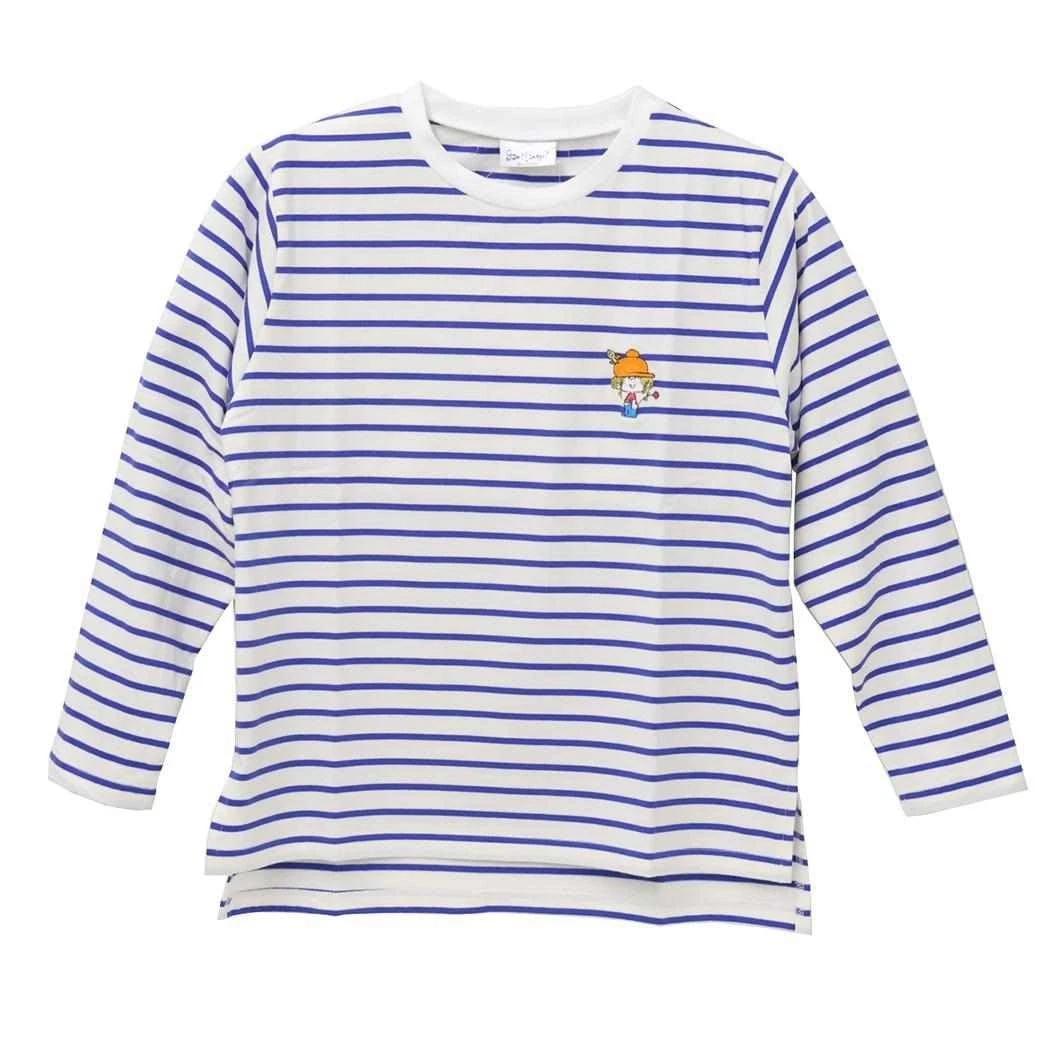 Watanabe ADO MIZUMORI Long-Sleeve T-Shirt, Hat, White x Blue, Free Size S