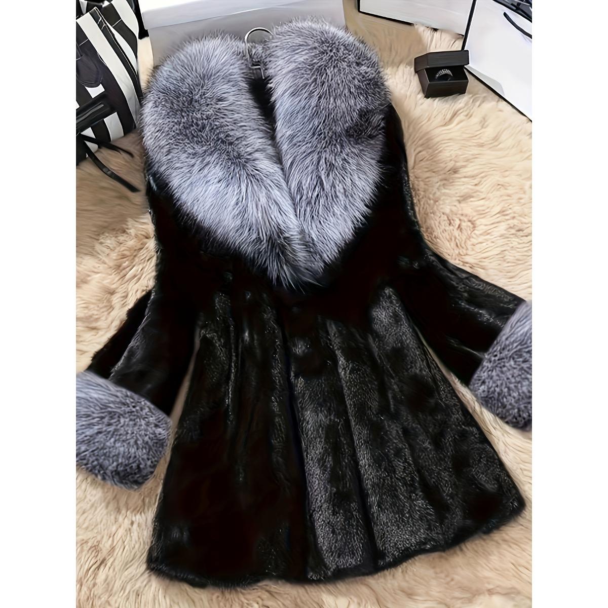 

Ladies Elegant Formal Jacket with Side Pockets - Non Stretch Luxury Cold Jacket, Heart-shaped Neckline, Faux Fur Lining, Professional Attire S чёрный