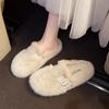 2025 new autumn and winter high-end plush cotton slippers = fashionable bag head fluffy slippers for women
