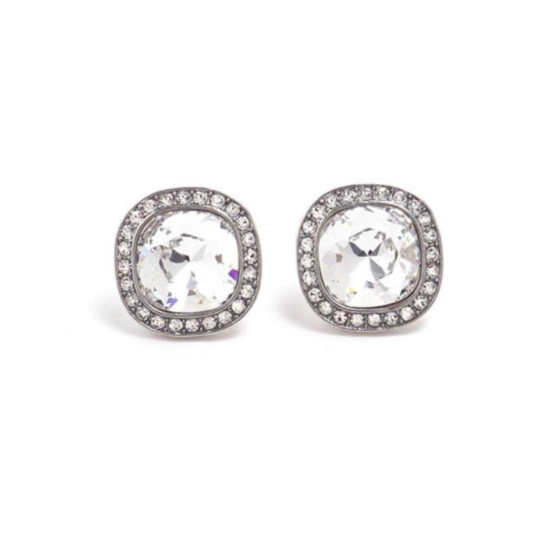 Mikura Earrings Women's Transparent Square Crystal