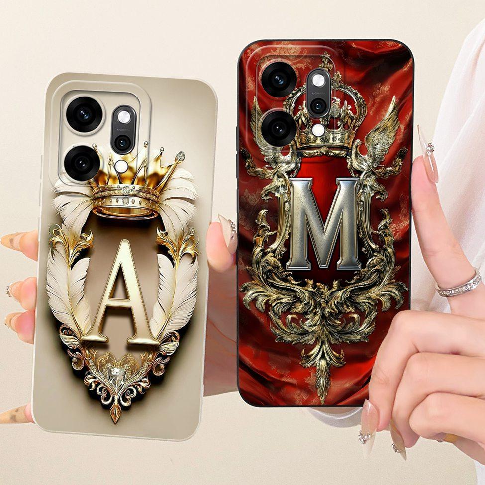 For Oppo Reno14 Pro Case Cover Luxury A-Z Letters 2D Painted Silicone Bumper For Oppo PKZ110 CPH2739 Casing