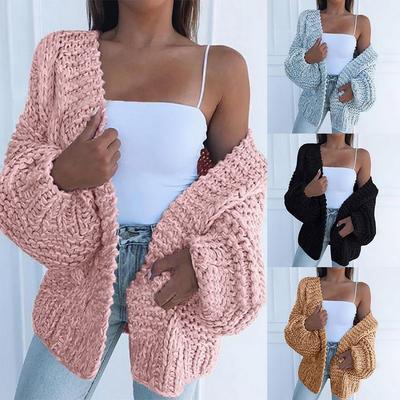 Women's Fashion Autumn Winter Warm Solid Color Cable Knit Sweater Cardigan Casual Front Open Sweater Coat forWomen Plus Size Sweater Outerwear