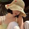 An Insta-style wavy edge large eaves straw fisherman hat women's summer braided love straw hat holiday beach breathable sunshade