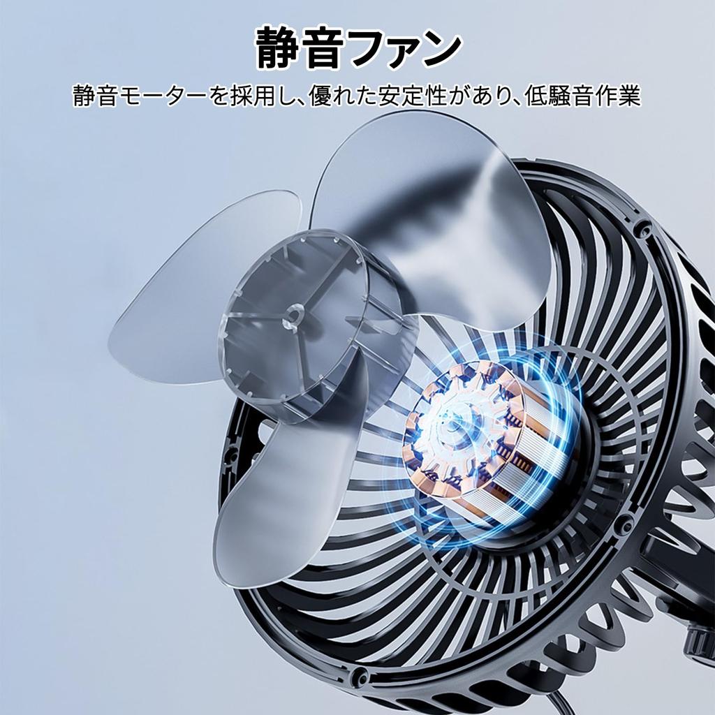 Car Fan, USB Powered, 2-Way Installation, 3 Levels of Air Flow Adjustment, Suction Cup,