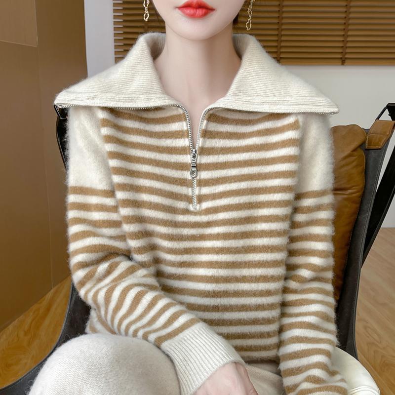 Dámský kašmírový svetr Qinghe kašmír 30% kašmír 70% vlna Dámský podzimní a zimní kašmírový svetr měkký a teplý