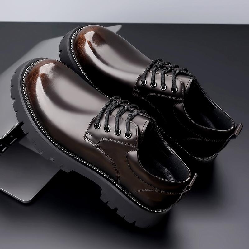 

Модная трендовая мужская обувь на толстой подошве со шнуровкой в стиле ретро. Удобная и универсальная мужская обувь для увеличения роста. Обувь для улицы, свадьбы, вечеринки. 44 коричневый