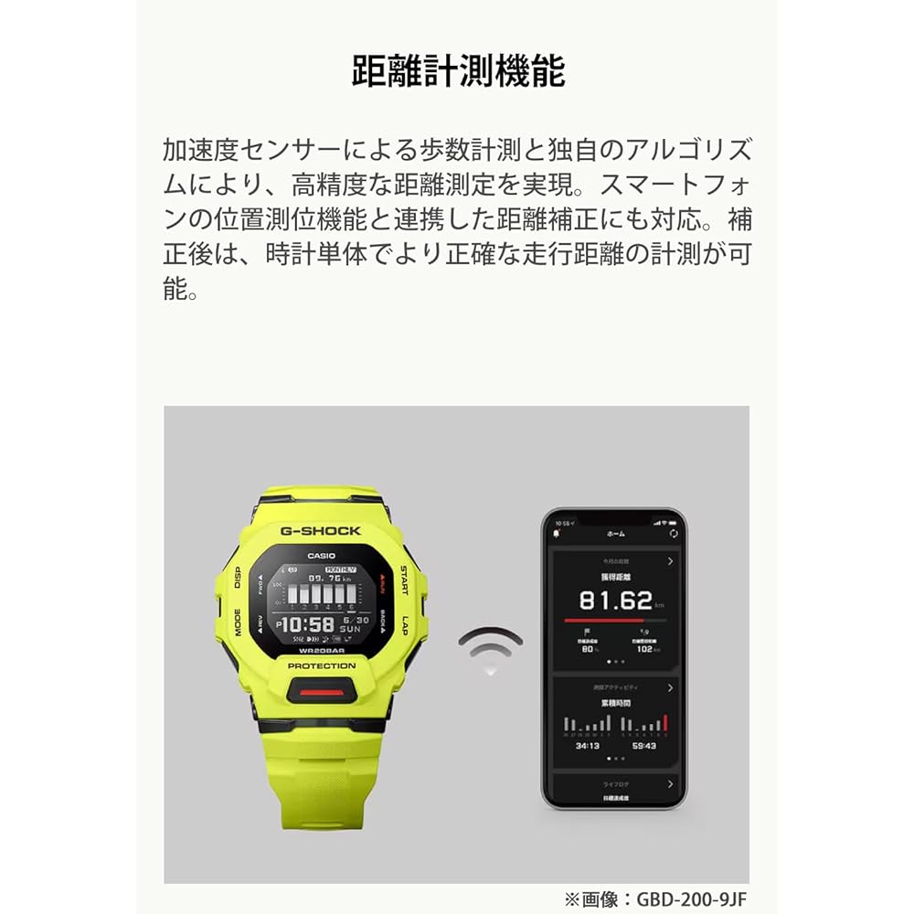 Casio G-Squad GBD-200-1A1JF Men's Digital Watch Black Resin Band Water Resistant
