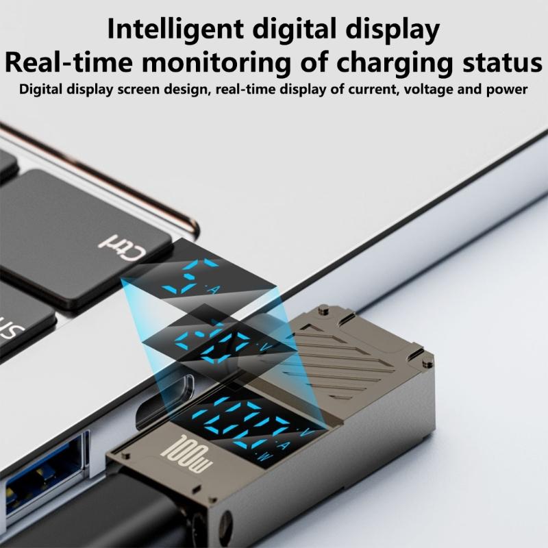 USB C auf Gleichstrom 100W PD Typ C Buchse auf Stecker Verbinder Mit Digitalanzeige für Monitore Spannungen Strom Leistung