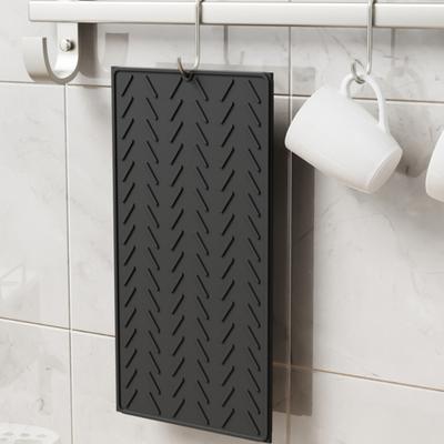 Silicone Dish Drying Mat for Kitchen Counter 3-Fold Large Drain Pad with Hanging Hole Non-Slip Countertop Drying Rack Multifunctional Drainer Board