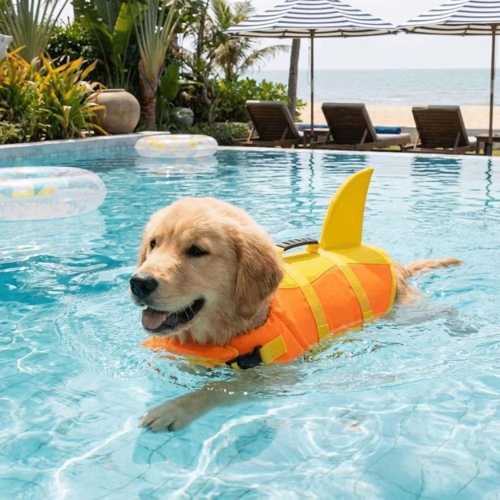 Waterproof Dog Swimming Vest Shark Shape Dog Buoyancy Vest Pet Flotation Vest  Pool Play