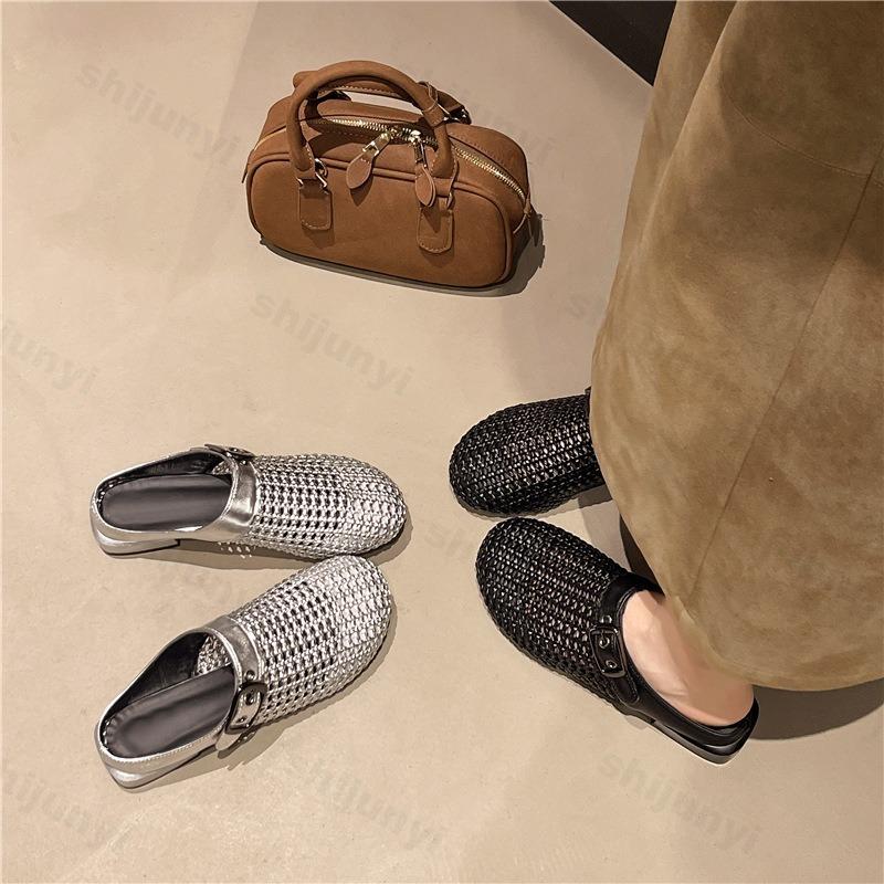 Woman Slippers 2026 Summer Fashion Mueller Low Heel Soft Bottom Casual Shoes Breathable Mesh Shoes Woman Fashion Braided Shoes