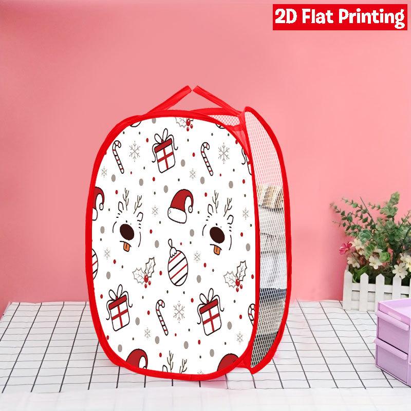1Pcs Christmas Red Black Plaid Snowman Pop-Up Laundry Hamper Expandable Mesh Hamper Basket for Room Bedroom Bathroom Organization Contemporary Storage