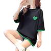 Ladies' Fake Two T-shirts Female Contrasting Color Round Neck Short Sleeved Blouse Summer New Korean Loose Versatile Top