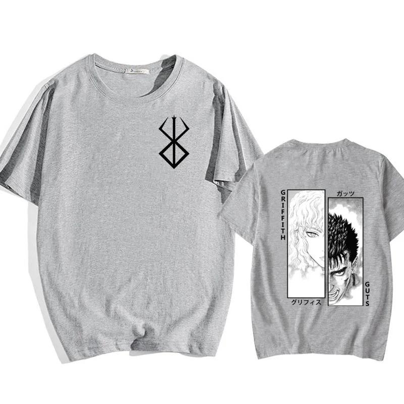 Japan Classic Hot-blooded Aneme Berserk Guts Griffith Graphic Print T-shirt Men Women Loose Casual Cotton Oversized Streetwear Fashion Summer New Tee