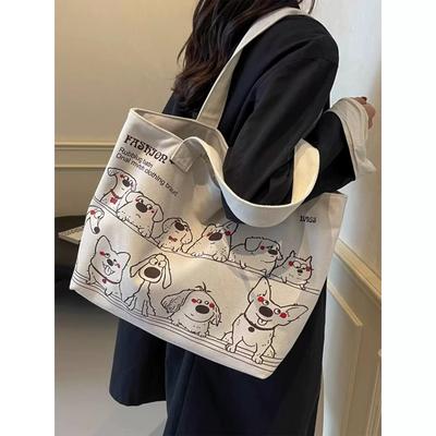 Casual Large-capacity Canvas Tote Bag Women's Fashion Handheld Shopping Bag Commuting Shoulder Bag