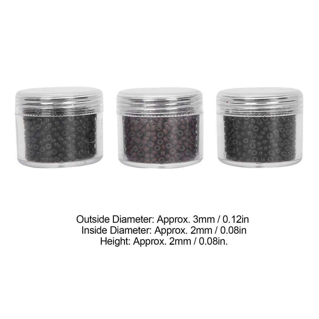 3 Flaschen 3,0 mm Silikon-Mikroglieder, Ringe, Perlen, kleines, komfortables Haarverlängerungswerkzeug (1#/3#/5#)