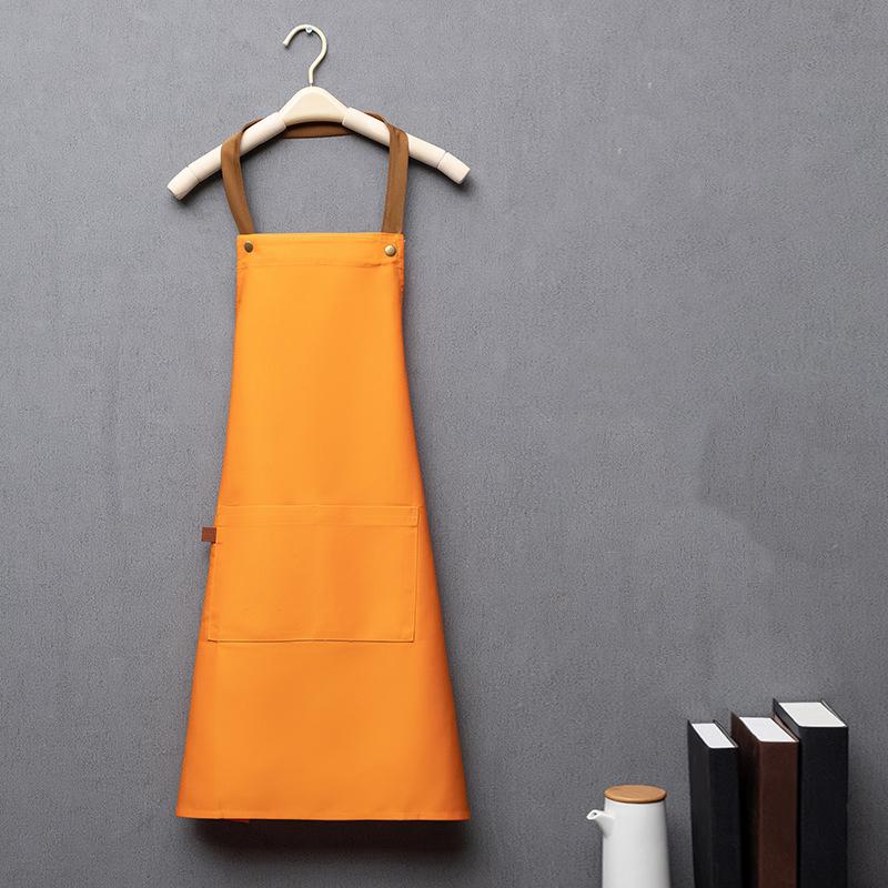 

WTEMPO Solid Color Coffee Shop Adults Household Aprons Breathable Fashion Waterproof Aprons Kitchenware Kitchen Dining Room Cooking Work Overalls 2pcs оранжевый