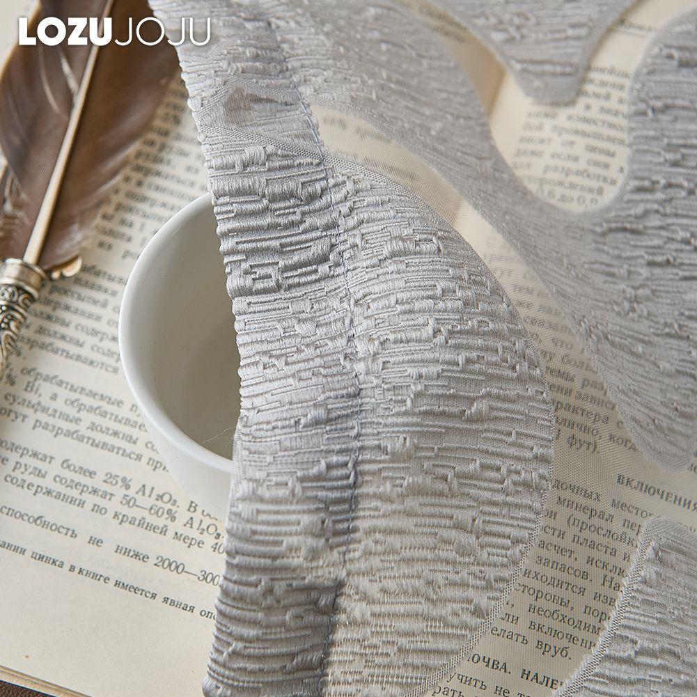 1PC LOZUJOJU 10% Blackout Fashion Versatile Tulle Personalized Floral Jacquard Grey Sheer Curtain for Kitchen Living Room Bedroom Window Home Decor