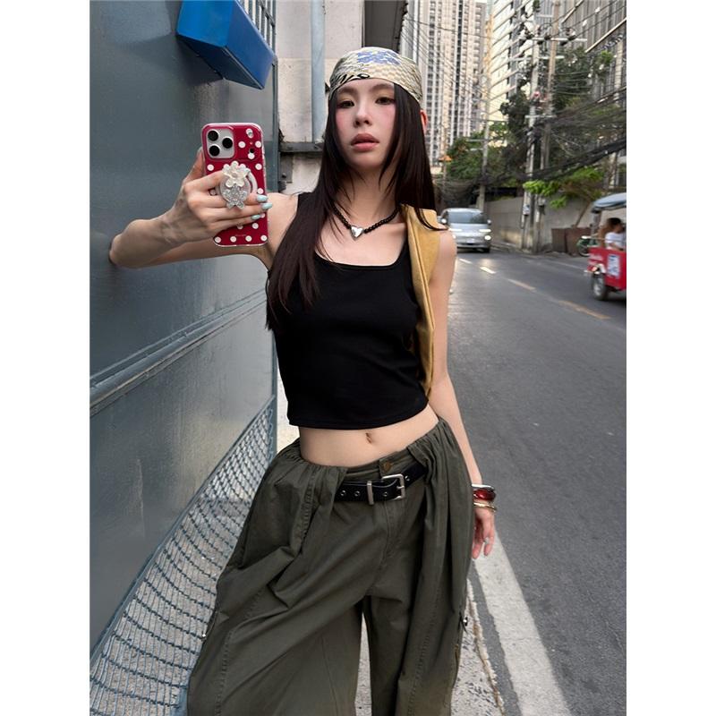 Back-hollow Pure Desire Beautiful Back Spaghetti Strap Cropped Vest One Size чёрный