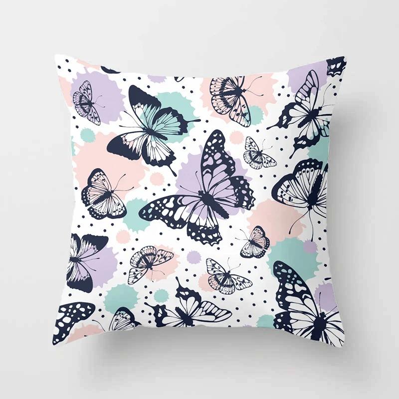 Colorful Flower Butterfly Pillowcase Office Living Room Car Ornaments Home Pillowcase