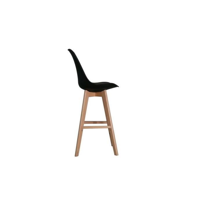 Tabouret - Polyuréthane et hêtre - Noir - 57,5 x 50,5 x 109 cm