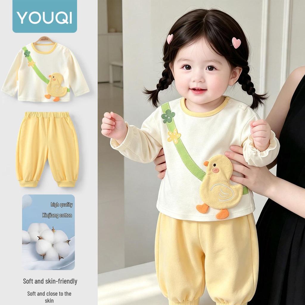 Youqi Toddler Autumn Two-Piece Set: Long Sleeve Top & Pants for Girls
