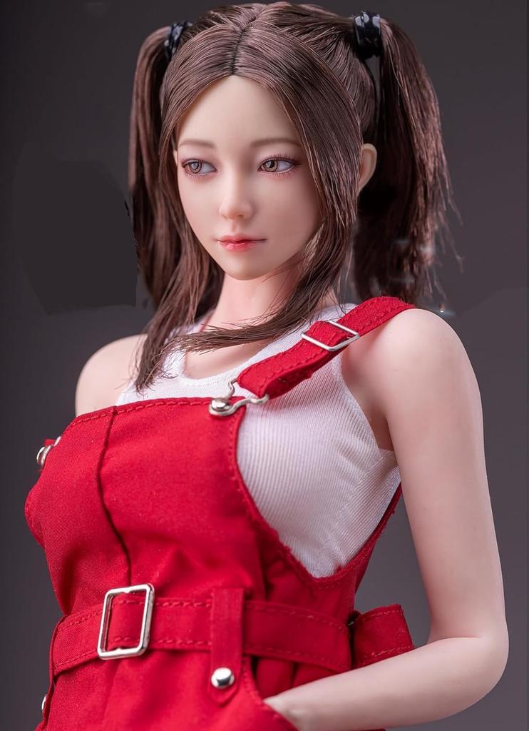 1/6 Scale Female Head Sculpt Beauty Girl Mandy Rooted Hair Head Carving 12 Inch Female PH TBL JO Action Figure Body (Brown Pig Tail)