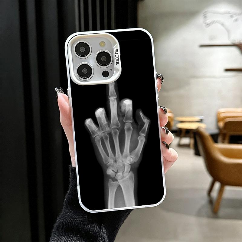 Funny X-Ray Hand Bones Shockproof Phone Case for iPhone 17 Air 16 16E 15 Pro Max 14 Plus 13 Mini 12 Back Cover Anti Fall Fundas