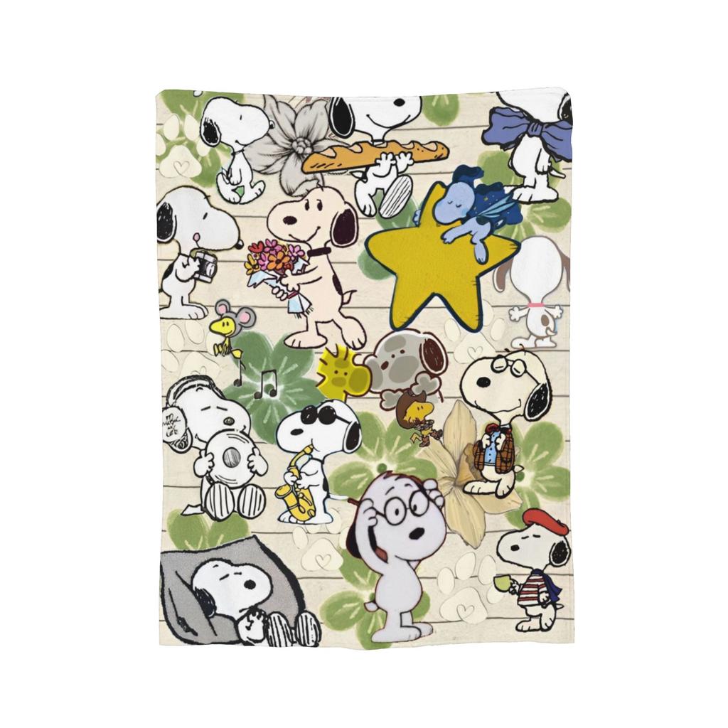 Snoopys Woodstock Velvet Throw Blanket Cartoon Blankets for Sofa Bedroom Super Warm Quilt,