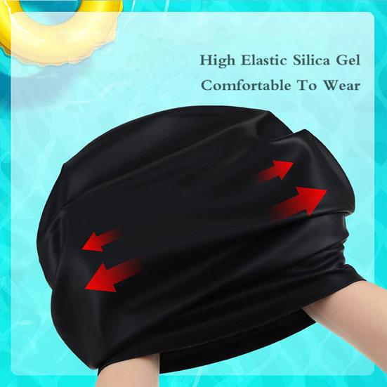 Silicone Swimming Hat High Elasticity Breathable Waterproof Soft Unisex Solid Color Stretch Long Hair Baided Hair Reusable Cofortable