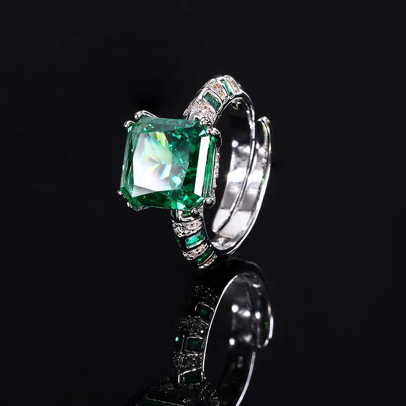 Autumn And Winter Jewelry Copper Bottom Gold-Plated Ice Flower Cut High Carbon Diamond Copper Inlaid Color Ring Female 10 * 10