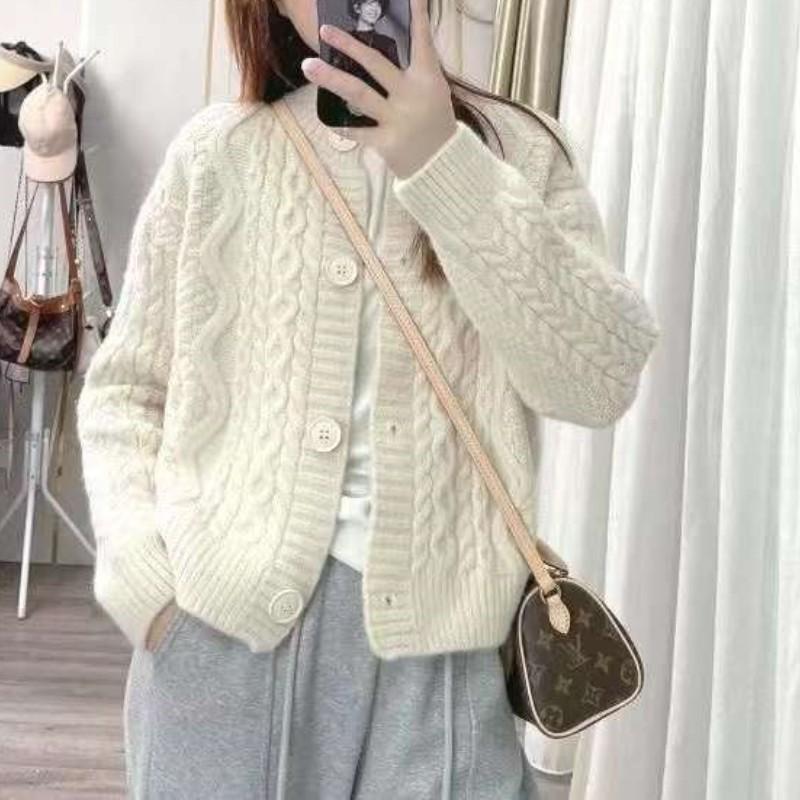 Spring and Autumn New Thickened Twist Knitted Cardigan Women's Design Sense Solid Color Sweater Women's Short Jacket Women's