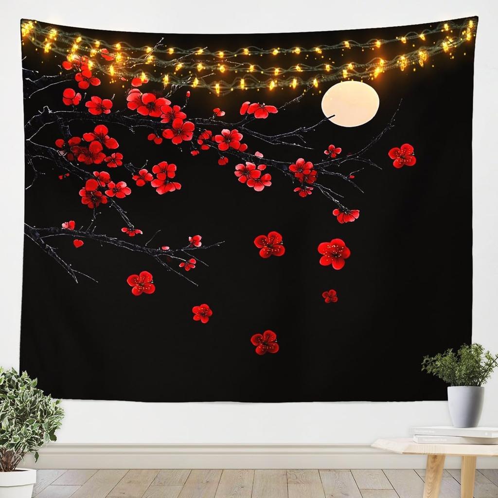 Japanese Wave Tapestry Kids Ocean Wave Sunset Wall Hanging For Boys Girls Teens Japanese Ukiyoe Mount Wall Blanket Sea Waves