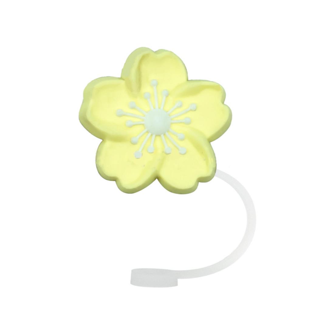 Roślinna kreskówka słomkowa osłona słomkowa silikonowa zatyczka przeciwpyłowa kwiatowa dekoracja imprezowa ze słomy