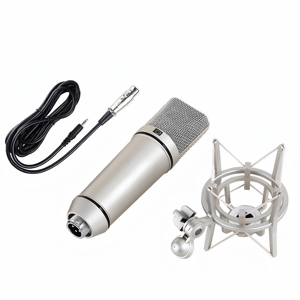 U87 Metal Diaphragm Microphone Set: Live Streaming & Recording Studio Kit with Boom Stand
