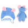 Infant Costume Knitted Sets Baby Photo Shoot Outfits Newborn Baby Mouse Hat with Mouse Doll