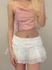 White Mini Skirt for Women Cute Sweet Style High Waist Mesh Splicing Ruffle Cake Skirt Y2k Clothing All-match Summer